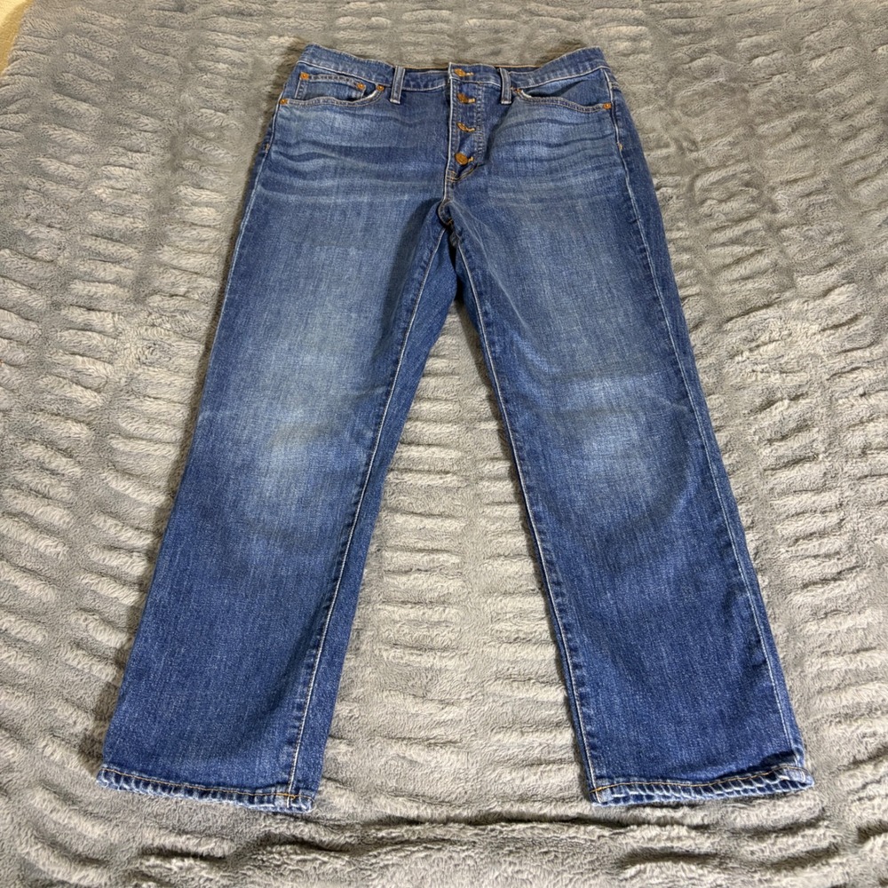 Madewell The Perfect Vintage Crop Jean Size 30 Medium Wash Button Fly High Rise